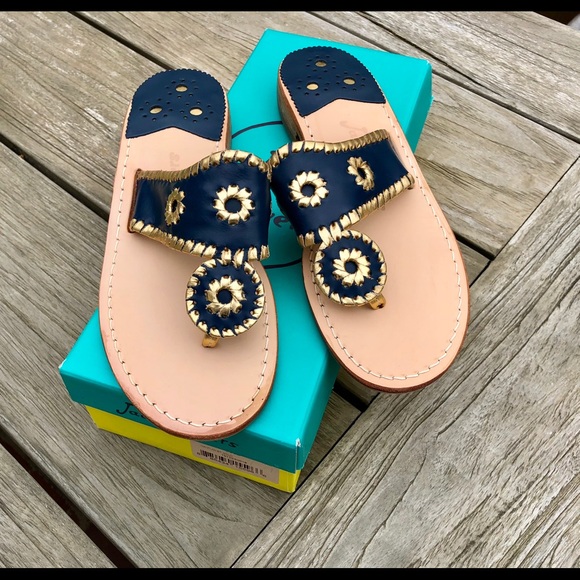Jack Rogers Shoes - Jack Rogers Midnight/Gold Nantucket Gold Sandals